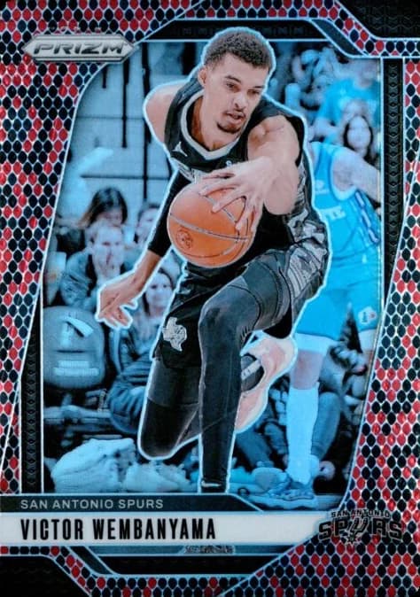 A raw 2024 Prizm Victor Wembanyama Snakeskin card